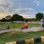 Prakash Raj Instagram – #farmdiaries …Cycling with my son .daughter and darling wife.. outside our farm.. created yummy focaccia pizza sandwich for early dinner .. bliss