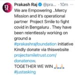 Prakash Raj Instagram – #prakashrajfoundation #togetherwewin #letsgivebacktolife👏🏻