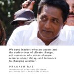 Prakash Raj Instagram – We need leaders who can understand the seriousness of climate change, not someone who makes obscure remarks about old age and tolerance to changing weather. Prakash Raj, Independent candidate, Bangalore central. You can set an example that we are tired of Political parties.