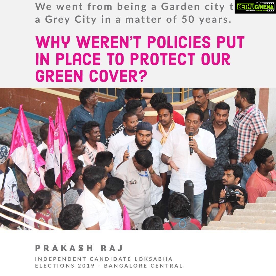 Prakash Raj Instagram - We went from being a Garden city to a Grey City in a matter of 50 years. Why weren’t policies put in place to protect our green cover? Come support us join this link - http://bit.ly/joinPrakashRaj or give us a missed call 7412-931-931 #chaloparliament #thinkmaadivotemaadi #democracy