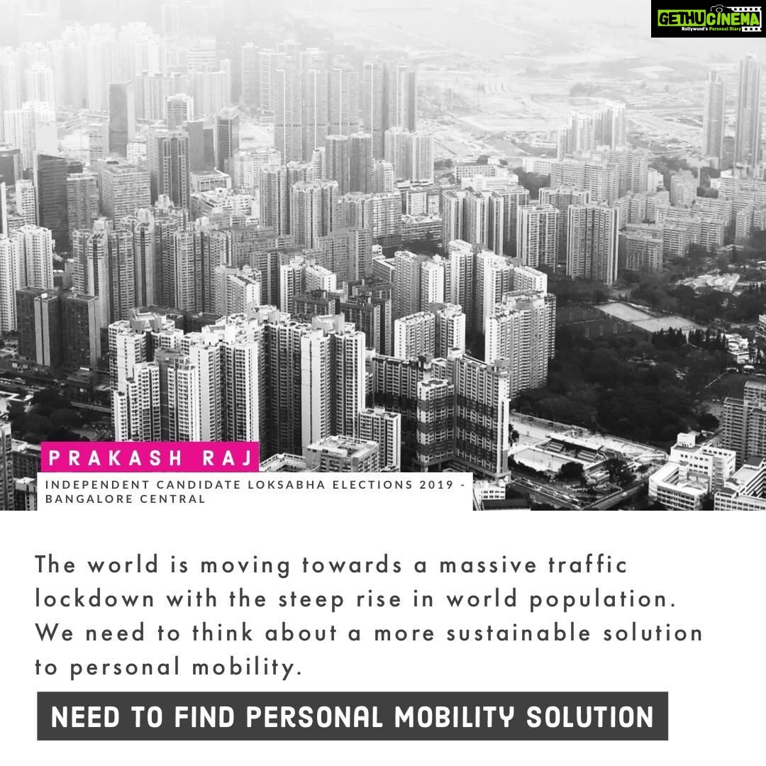 Prakash Raj Instagram - The world is moving towards a massive traffic lockdown with the steep rise in world population. We need to think about a more sustainable solution to personal mobility. This time let us together bring a change !! #bangalorecentral #prakashraj #independentcandidate