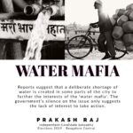 Prakash Raj Instagram - Reports suggest that a deliberate shortage of water is created in some parts of the city to further the interests of the ‘water mafia’. The government’s silence on the issue only suggests the lack of interest to take action. Support us - www.prakashraj.com #prakashraj