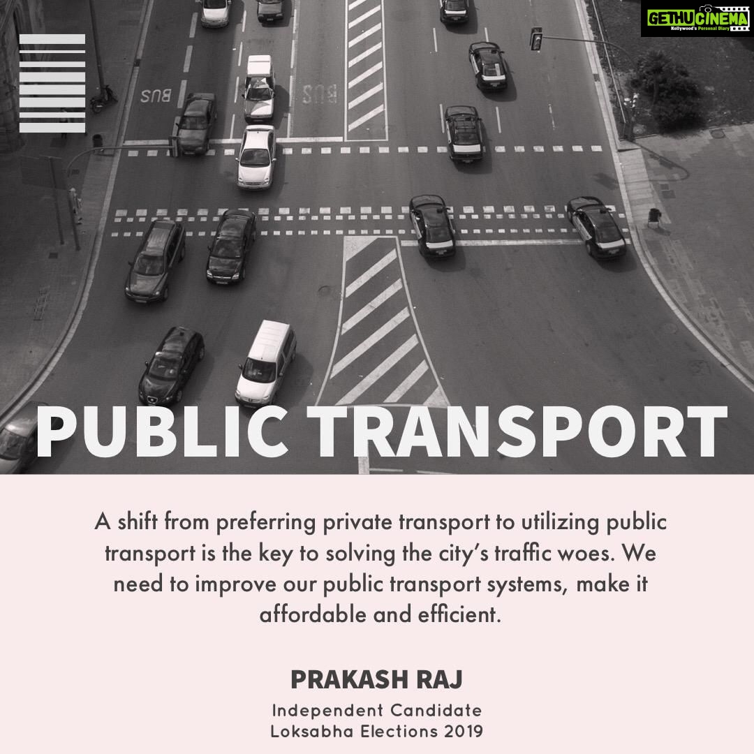 Prakash Raj Instagram - A shift from preferring private transport to utilizing public transport is the key to solving the city’s traffic woes. We need to improve our public transport system, make it affordable & efficient - Prakash Raj . #decideforyourself #thinkmaadivotemaadi #savebangalore #savetrees