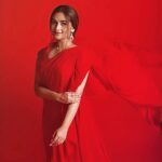 Prayaga Martin Instagram - All Yours , Geetha ❤ Photograph: @rajithrathiyappan Saree : @pooojadev Ruby And Diamonds : @aravindjewellery Styled by : @missmenon Assisted by @ak___hil & @___darsan___ Space : @pixo.studio