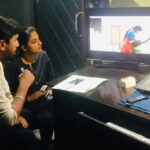 Priyanka Nair Instagram - Dubbing time ….. Happiness doubles when your best friend becomes your director😊 @abhilashpn.official @syam.prem