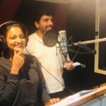 Priyanka Nair Instagram - Dubbing time ….. Happiness doubles when your best friend becomes your director😊 @abhilashpn.official @syam.prem