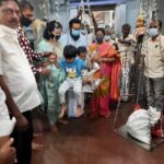 R. Sarathkumar Instagram - Temple visit with family a vow of rayane and mithun fulfilled at Thirugarukavur near kumbakonam @radikaasarathkumar @rayanemithun @amithun_25