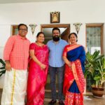 R. Sarathkumar Instagram - My deepawali visit to my sister's house , both of us miss our brother on special occasions and go back down memory lane, sister's daughter kala and her hubby manju for this deepawali click