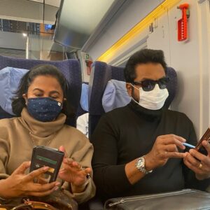 R. Sarathkumar Instagram - The advent of technology keeps all busy,communication even when you sit beside seems to be over gadgets,not only us when we look around that is the site,it has its pleasures and pain ,enjoy development  We are on a train to Nuremberg the second largest city bombed by USA on Jan 2nd 1945 during World War 2, the city was almost destroyed, visiting history along with Rahhul