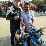 R. Sarathkumar Instagram - I was glad to be at SRM university today to preside over as chief guest for a stunt show sponsored by RedBull. It was mesmerizing to witness Arunas Gibieza Aras who is world renowned stunt rider from Lithuania perform his stunts in campus today. I also interacted with students present there and expressed my views on how youth today could help shape India better.