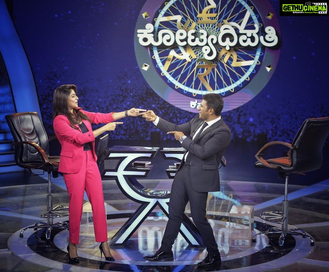 Rachita Ram Instagram - Dum power ye dumm powerey Dum tarikita dhum dham powerey💥 Me with The Dhum PowerStar🙂😎 @puneethrajkumar.official #kannadadhakotyadhipathi . . . Outfit @zaraindiaofficial Styling @pavithrareddyfd H&M @paramesh_kammari & @mohanrao931 Photography @chandan_gowda_photography