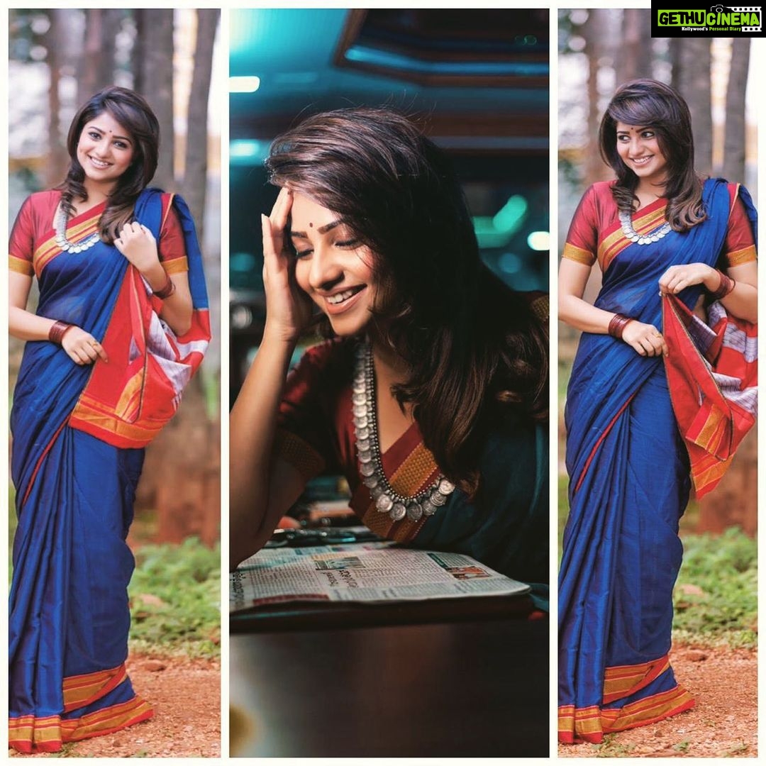 Rachita Ram Instagram - Majabharatha ✨ Styling @tejukranthi Assisted by @shashwatichandrashekar Saree @kridharaga Blouse @kalasthreebytejaswinikranthi Jewellery @bcos_its_silver Hair by @paramesh_kammari Makeup by @mohanrao931 Photography by @rock_phanni_
