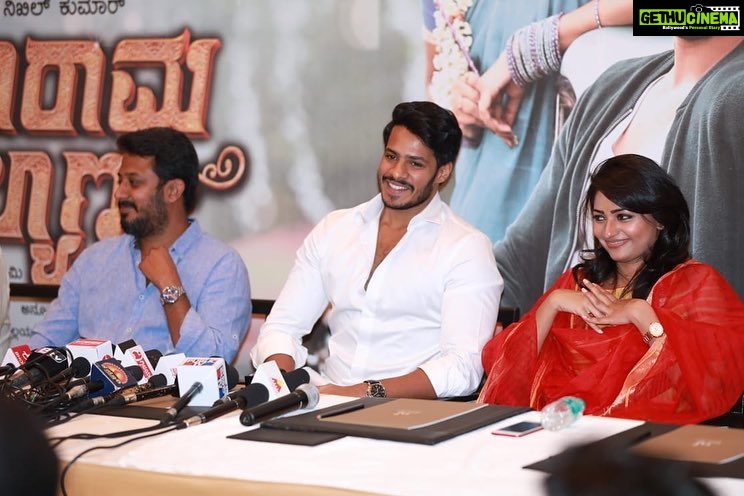 Rachita Ram Instagram - Pre release pressmeet of #seetharamakalyana#releasingon25jan✨☺️ @nikhilgowda_jaguar @suniljaguar @seetharamakalyana_movie Pc @rock_phanni_