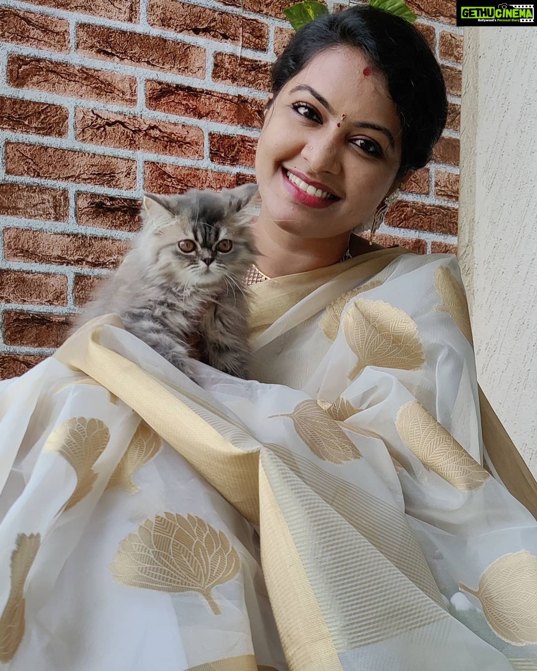 Rachitha Mahalakshmi Instagram - Wen photobombing became a photoshoot....... ðŸ¤ðŸ˜‰ With my baby doll @siberian_whiskeygrey : Happy mornings.... 😇😇😇😇