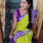 Rachitha Mahalakshmi Instagram - 🌟 Always have ur self respect stronger than ur feelings. 🌟 : #sareelove @dearunique_1 💚💜💚💜💚💜 : #supportwomenentrepreneurs🙋🏼💪🏻