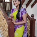Rachitha Mahalakshmi Instagram - 🌟 Always have ur self respect stronger than ur feelings. 🌟 : #sareelove @dearunique_1 💚💜💚💜💚💜 : #supportwomenentrepreneurs🙋🏼💪🏻