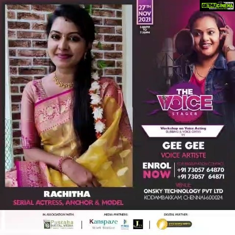 Rachitha Mahalakshmi Instagram - The voice stager... @gg_thevoiceartiste : Enroll nd let ur passion speak..... 😇😇😇😇😇😇😇😇😇😇