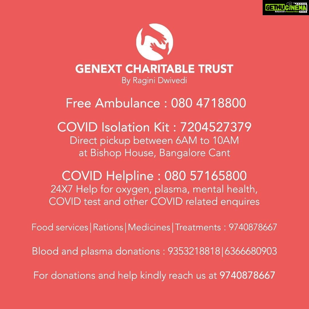 Ragini Dwivedi Instagram - GENEXT CHARITABLE TRUST Pls pay attention and take full advantage of the information given to you help is being provided and the tie ups are verified .. #raginidwivedi #socialresponsibility #loveeachother #positivevibes #beatcovid19 #live #karnatakafocus #weareinthistogether Karnataka