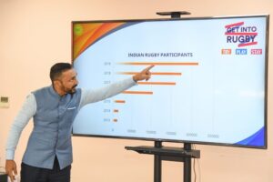 Rahul Bose Instagram - Thank you to the Honourable Minister for Youth Affairs and Sports @kiren.rijiju , DG - SAI Mr Sandip Pradhan , Jt Secy MYAS Mr Longjam and the rest of the team for a vibrant and interactive discussion on the future of Indian Rugby both at the high performance level as well as the grassroots. Thank you CEO @rugbyindia Nasser Hussain and team for a fine presentation! @media.iccsai @yasministryindia 
@officialkheloindia