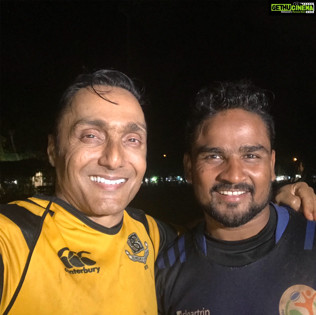 Rahul Bose Instagram - Before I post the clips from the @espnindia piece on me, here are a few images from the game on Saturday. Post game : with my team #BombayGymkhana (youngest 17, oldest 51 no prizes for guessing who ๐); with the opposition captain, Anwar; with the opposition team #Magicians . One, waiting on the wing for the game to restart. And one image from our pregame chat. #comebackchronicles #51isjustanumber #timetravelbackwards #rugby #thegreatestteacher #everythingyoueverwanted