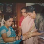 Ramya Krishnan Instagram – This picture from my Vallaikaapu ceremony with my 2 periyammas who are not alive now. #nostalgic #familylove #aunt #memories ❤❤❤