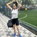 Ramya Subramanian Instagram – Post game face 🐒☺️.

Cheers to us crazy ones who need to start the day feeling tough and strong 
💯💪🏻🔥✔️♥️.

Have an amazing one YOU ♥️🤗!
