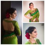 Regina Cassandra Instagram - 💚 some sari lovin again.. To the cutest stylist in the house @anupellakuru ... thank u and all the best! ☺️ Photo credits : @djpixels Styled by : @anupellakuru Outfit : @taiaofficial Accessories: @musaddilals.basheerbagh MUA: @makeupby_bobbykasara Hair : @chinnahairstylist