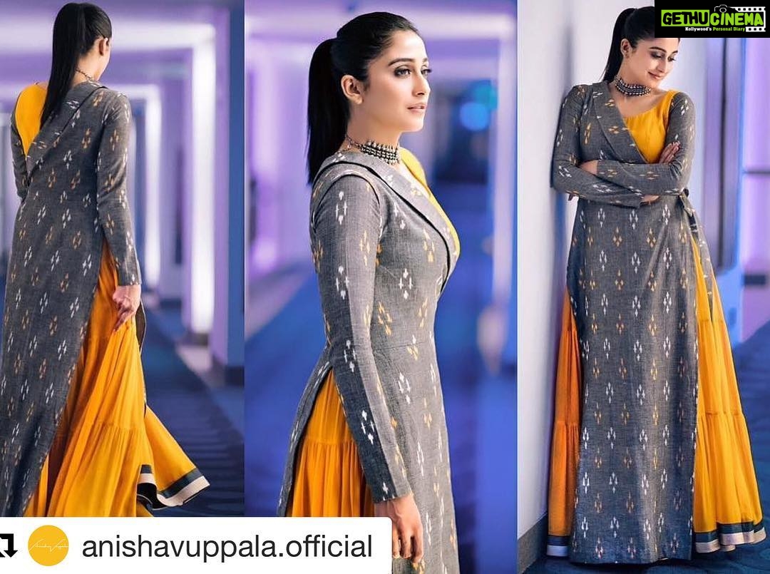Regina Cassandra Instagram - π thankyouuuu anishaaaa!! And i must say, so proud of u!! #Repost @anishavuppala.official with @repostapp γ»γ»γ» Another shot of the ever so chic actress Regina Cassandra in our one-sided Ikat wrap and mustard maxi for a promotion in hyderabad. We love how stylish and flawless she looks here! #reginacassandra #celebstyle #indianfashion #bollywoodfashion #indowestern #fusion #trendy #unconventional #anishavuppalaofficial #hyderabad #fashion #designer #beauty #style #instafashion Styled by @indpat Make up by bobby Anna Hair @chinna_marella Pictures taken by @stargaze_studios @prudhview @kvsquare Outfit available at @talashahyderabad