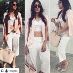 Regina Cassandra Instagram – #Repost @indpat with @repostapp.
・・・
Regina had a busy day attending numerous #SubramanyamForSalePromos at Red FM, #AskRegina for Twitter/Facebook fans, carrying her survival kit @toryburch tote, @sesame_thestylestudio cape jacket & culottes, @koovsfashion crop top, @prada sunglasses, @aldo_shoes, @forever21 necklace and bracelet. One word for her, classy! #ReginaCassandra #Chic #Nudes #DayLook #StyledByIndrakshi