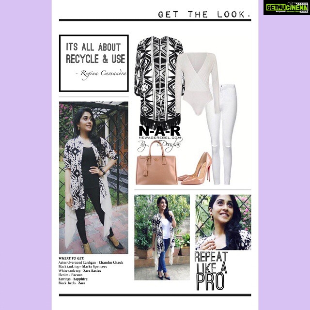 Regina Cassandra Instagram - Aztec oversized Cardigan - chandni chauk. Black tank top- marks&spencers. White tank top - Zara basics. Denim- pacsun. Earrings-@sapphirestore . black heels- @Zara. Styled by @indpat π