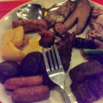 Regina Cassandra Instagram - Sausages, fish and the works... Alllll FAKE!!! 😁 what I love about Malaysia is the fake non veg!! Hahaha.. everything on tht plate is made frm tofu... And It was yummy. Nom nom nom! 🍗🍤🍖💚 #fakefood #tofusausages #vegetarianfood #ilovetofu #malayfood.