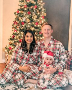 Richa Gangopadhyay Instagram - Merry Christmas from our little family to yours! 🎄

Luca had a pretty darn good first Christmas (and got alllll the presents!) 🎅🏻

Wishing you all a joyous holiday season and happy 2022! ✨

#merrychristmas #christmaspajamas #christmasjammies #familytime #alliwantforchristmasisyou #happyholidays #lovemyfamily