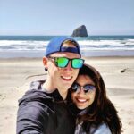 Richa Gangopadhyay Instagram - Old pic. Same man. New name.📝⁣ #RichaLangella #itsofficial #Byegopadhyay ⁣🙋🏻‍♀️⁣ ⁣⁣ ⁣⁣ #Haystackrock #Oregoncoast #Oregonbeaches #summer #pacificcity #throwback Haystack Rock, Pacific City