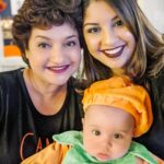 Richa Gangopadhyay Instagram - Happy Halloween!!! 🎃 Pretty sure Luca is the cutest lil pumpkin that ever existed!!! (Not biased or anything 💁🏻‍♀️). He got to enjoy his first Halloween with his silly parents (Russian hockey player and some random last min makeup so as not to scare him...) and grandma (Nini) who flew in just yesterday from Michigan! Honestly did not expect him to be so content and comfortable in this pumpkin costume for so long but he didn't complain! Hope he grows up to love this holiday as much as we both still do! 👻