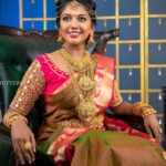 Riythvika Instagram - Behind the lens @photonshutters Mua @anitha_mua Hairstyle @meeramakeupandhair Jewellery @aarabridaljewels Blouse @jdesigners30 Saree @sreesaisilksnangainallur Venue @elfotografo.in Flowers @chennai_florist