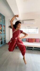 Rukmini Vijayakumar Instagram - “Namami yoga vidye” is now on Instagram reels! 

So dance your version to the music and tag me 😁 

(Actual video is on my YouTube channel- link in bio )

I tried to do the same choreography that I did in the video and realised it’s so much easier dancing on a nice floor 🤣 the stone floor that I was dancing on in the temple literally tore my feet open every time I moved …. 

Also realise that the choreography would have probably been very different if it wasn’t for a video… 

With @vivianambrose @saishravanam @abhishekraghuram @gurubharadwaaj 

#bharatanatyam #jathi #yogavidye #danceforjoy #indiandancer #lshvaspace #raadhakalpastudio #indianclassicaldance #devi