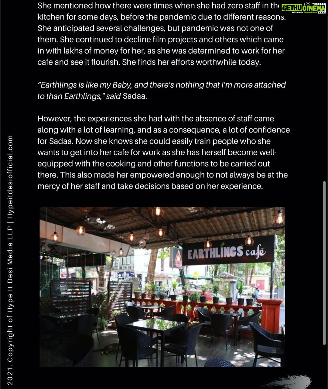 Sadha Instagram - Swipe to read the whole story! My journey with all the challenges in setting up @earthlings.cafe is beautifully written by @tbs.magazine 💚💚💚 Many more inspiring stories of entrepreneurs in the magazine. Do check them out in their official website, Hypeitdesiofficial.com .. Mumbai, Maharashtra