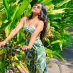 Sakshi Agarwal Instagram - Its not a Race but a Journey! Enjoy the moment🚴‍♀️ . #cycling #cyclinglife #bicycleride #goa #freshair #greenery #floraldesign #coords #sun #holidays #goodvibes The Leela Goa