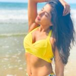 Sakshi Agarwal Instagram - Vibin’ with the sun🌻 . #chilling #vibing #sunflower #beachwear #bikini #beachvibes #beachvibes #beachlife #beachday #goa #holidays #sakshiagarwal #yellow #sunshine #sunflower The Leela Goa