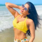 Sakshi Agarwal Instagram - Vibin’ with the sun🌻 . #chilling #vibing #sunflower #beachwear #bikini #beachvibes #beachvibes #beachlife #beachday #goa #holidays #sakshiagarwal #yellow #sunshine #sunflower The Leela Goa