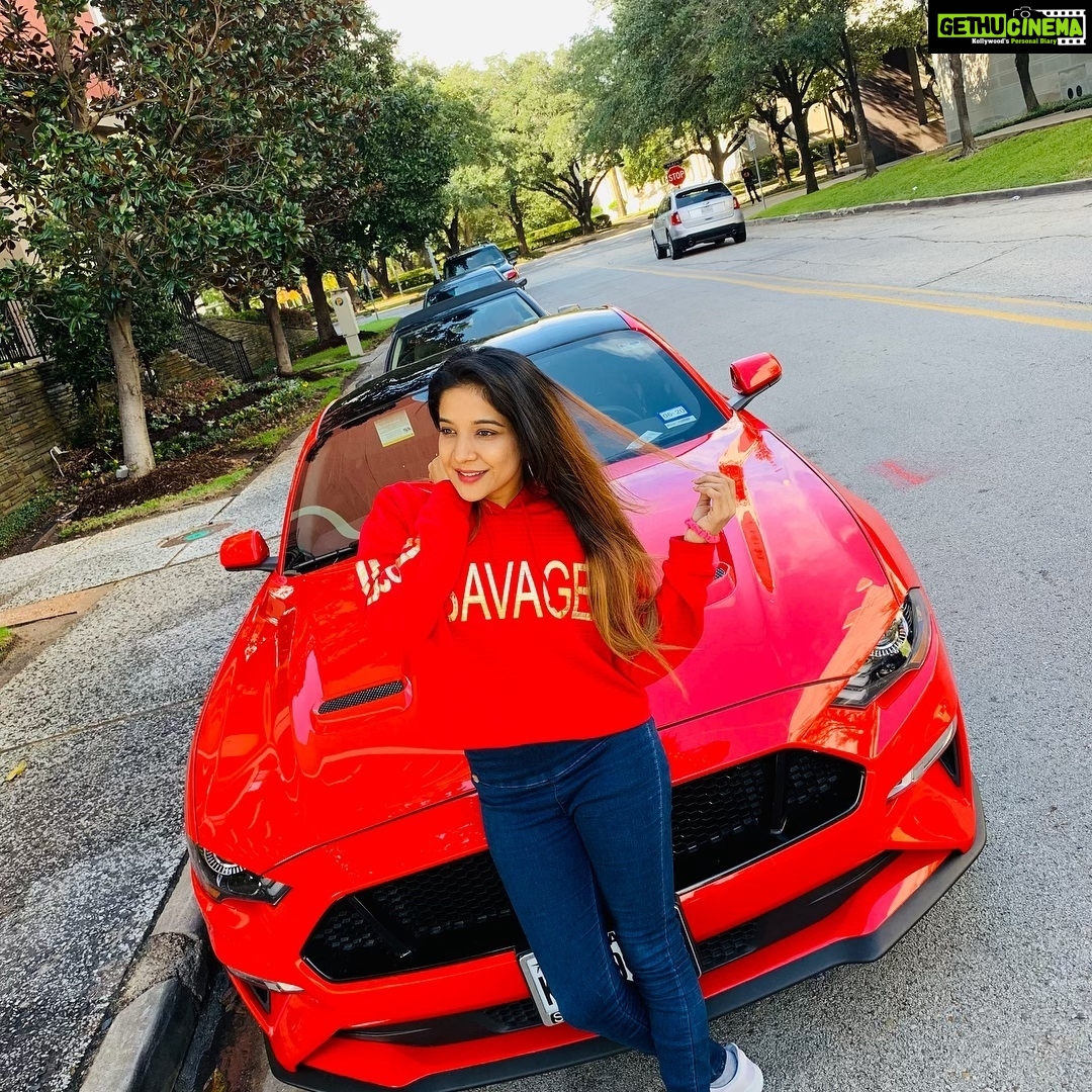 Sakshi Agarwal Instagram - When my machine twins with me💥💥 #throwback #usa #houston #diaries #savage #mustang @mustang #loveformustang #red #hothothot The Museum of Fine Arts, Houston