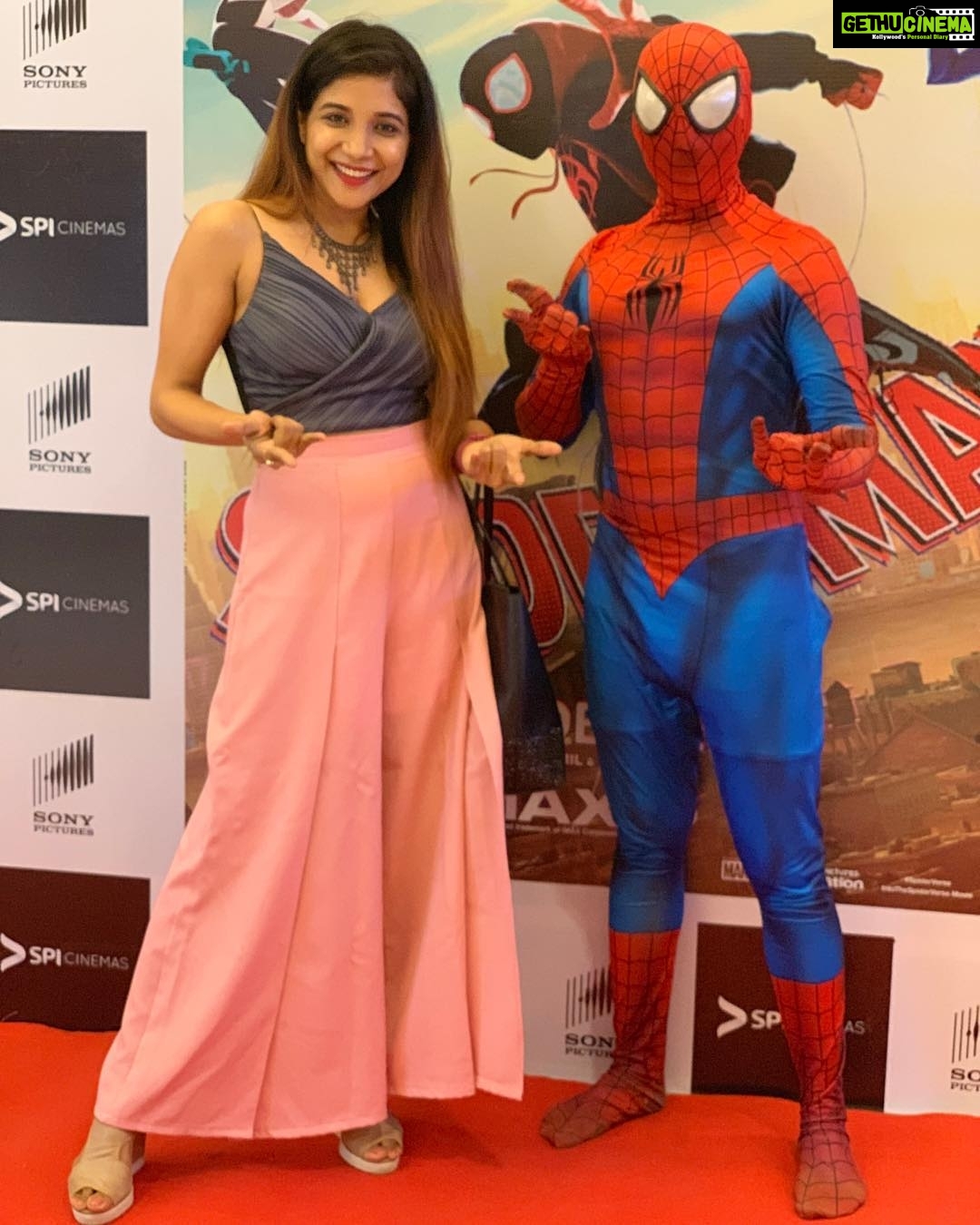 Sakshi Agarwal Instagram - Spider-boy it is!! @spidermanmovie @sathyamcinemas