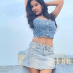 Sakshi Agarwal Instagram - In the right denim, A girl can conquer the world❤️ Btw, hows my new belly chain? . #denim #denimvest #denimskirt #sakshiagarwal #fashion #lifestyle #ootd #biggboss #bellychain #waistchain #denimlovers #mood #instagrampic #terraceshoot📷 Chennai, India