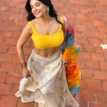 Sakshi Agarwal Instagram - She has fire in her veins and embers in her eyes🔥 . #lehenga #traditional #sakshiagarwal #biggboss #instapic #waistchain #beyourself #candid #soakingupthesun #instadaily #yellowblouse #lehenga #colourfuldupatta #fashion #lifestyle Chennai, India