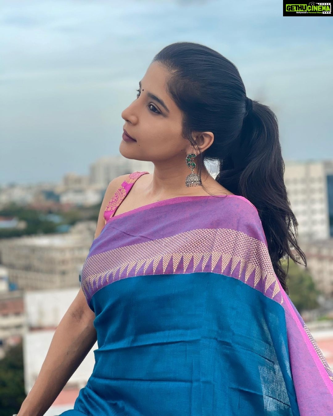 Sakshi Agarwal Instagram - Flawed, quirky, imperfect, beautiful & Magical! Just the real Me❤️ . #sareelove #bluesky #freshair #stayhomestaysafe #beyou #tamilponnu #kollywood #mollywood Chennai, India