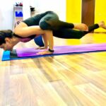 Sakshi Chaudhary Instagram - Normally I dont post my workout pictures... but its something I really enjoy!! I like pushing my body ( sometimes pushed too much and got injuries... not advised). This pose isn't perfect but well getting there... 🤓 @shubham_bhardwaj_yoga_teacher