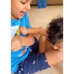 Sameera Reddy Instagram - Tag that special person that loves bugging you❤️ #bff #brotherandsister #siblings #naughtynyra #happyhans she loveeeeesssssss bugging her brother ! 🤣 #messymama #imperfectlyperfect momlife #havefun #keepingitreal 😍