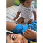 Sameera Reddy Instagram - Run Baby Run 🏃‍♀️ I’m trying to make it as fun as I can in these four walls! 😅😃 daily exercise routine with these two monkeys! #stayhome #staysafe #staypositive #brotherandsister #fun #athome 🥰