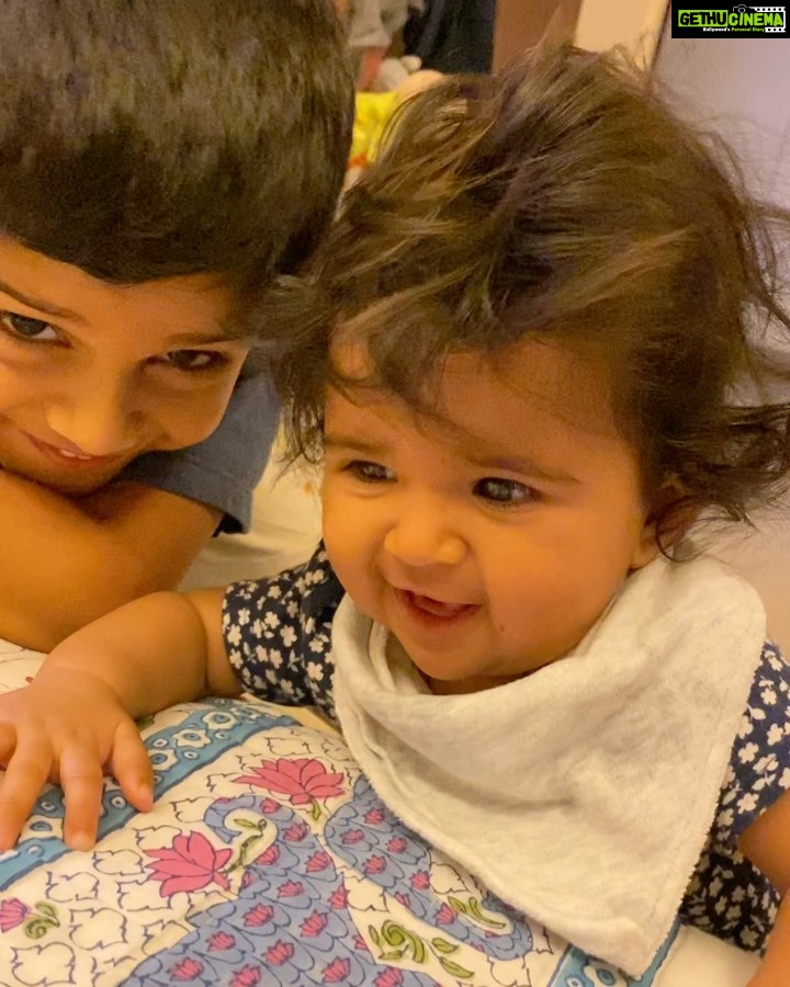 Sameera Reddy Instagram - 8 months today🎂and she does this!! Keeping me on my toes😱#omg #milestone #whatjusthappened #8monthsold #babygirl #brotherandsister #momlife 🤪