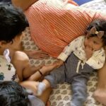 Sameera Reddy Instagram – Errrrr boys I’m not a toy !🤣 and I also love using grandma as a pillow 🙂 @manjrivarde .
.
.
#mommydiaries #motherhood #momlife #babygirl #brothers #siblings #mybabies #love #thesimplelife